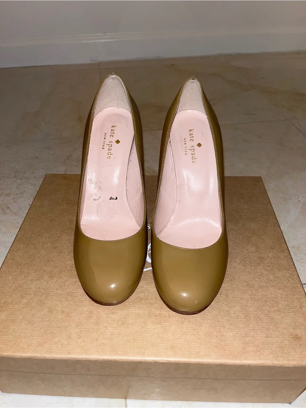 kate spade Olive Green Patent Leather Round-Toe Pumps